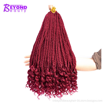 14 18 inch Box Braids Curly End Crochet Hair 22 Roots / Pack Bulk Small Jumbo Braids Curly End Synthetic Braiding Hair
